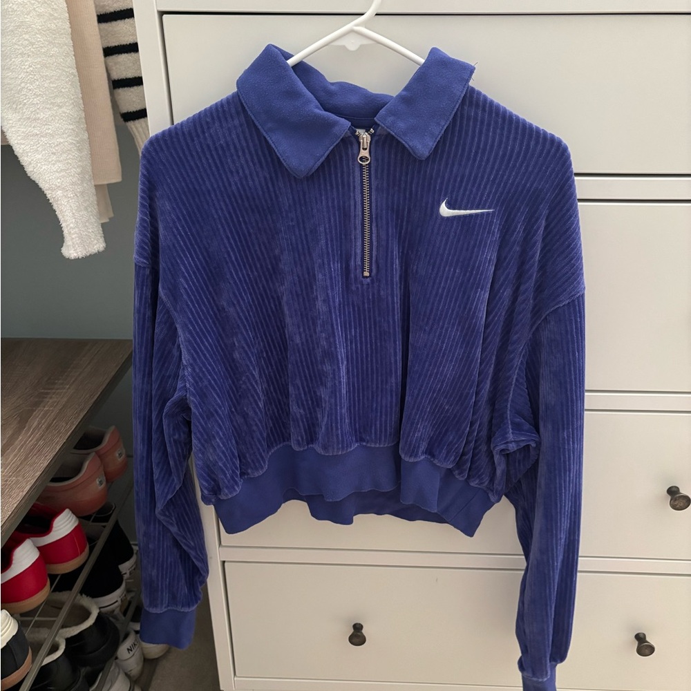 Nike Royal Blue Corduroy Half-Zip Top